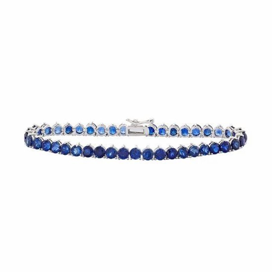 * Designs By Gioelli Sterling Silver Lab-Created Sapphire Tennis Bracelet | Jewelry