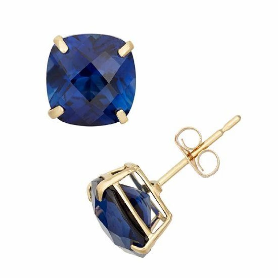 * Designs By Gioelli Lab-Created Sapphire 10K Gold Stud Earrings | Jewelry