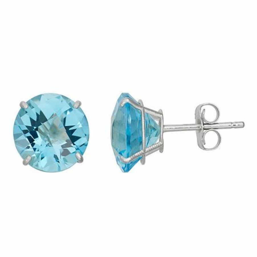 * Designs By Gioelli Swiss Blue Topaz 10K White Gold Stud Earrings | Jewelry