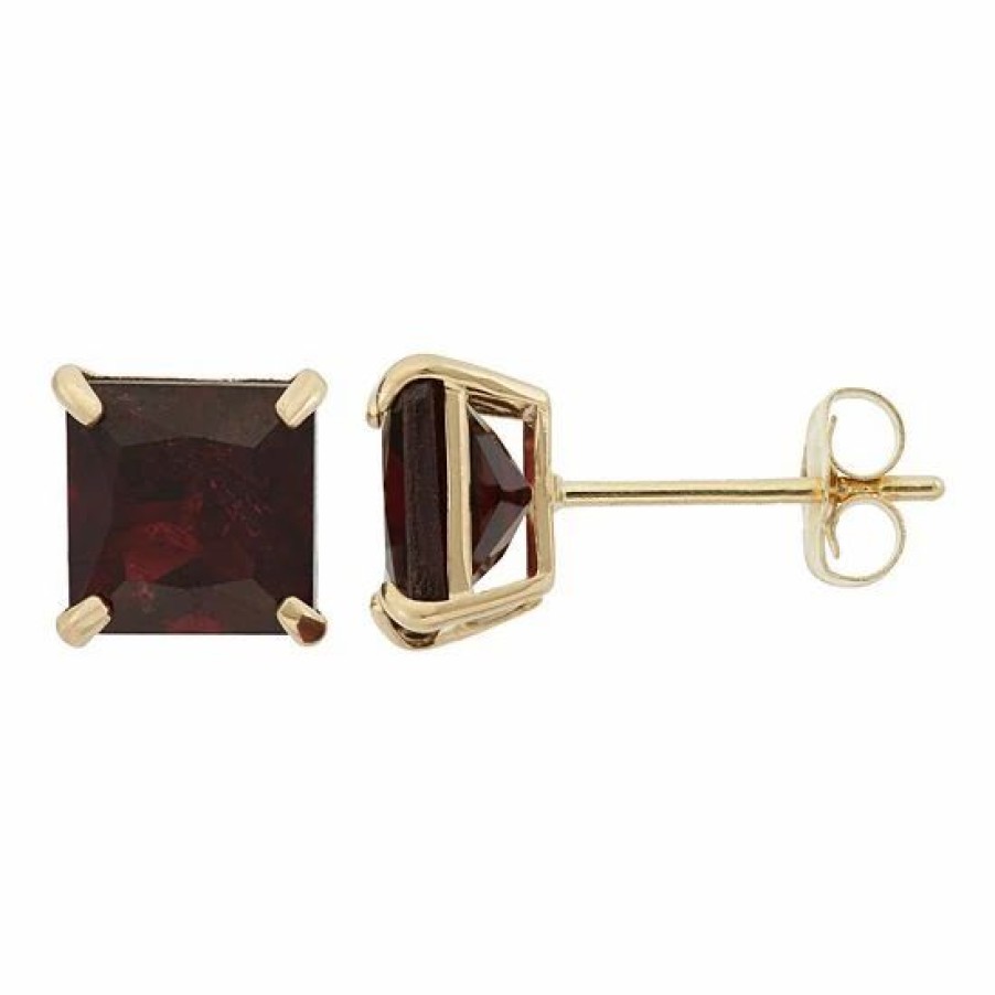 * Designs By Gioelli Garnet 10K Gold Stud Earrings | Jewelry