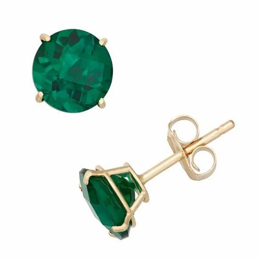 * Designs By Gioelli Lab-Created Emerald 10K Gold Stud Earrings | Jewelry