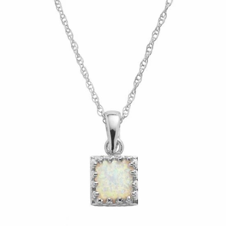 * Designs By Gioelli Sterling Silver Lab-Created Opal Square Pendant | Jewelry