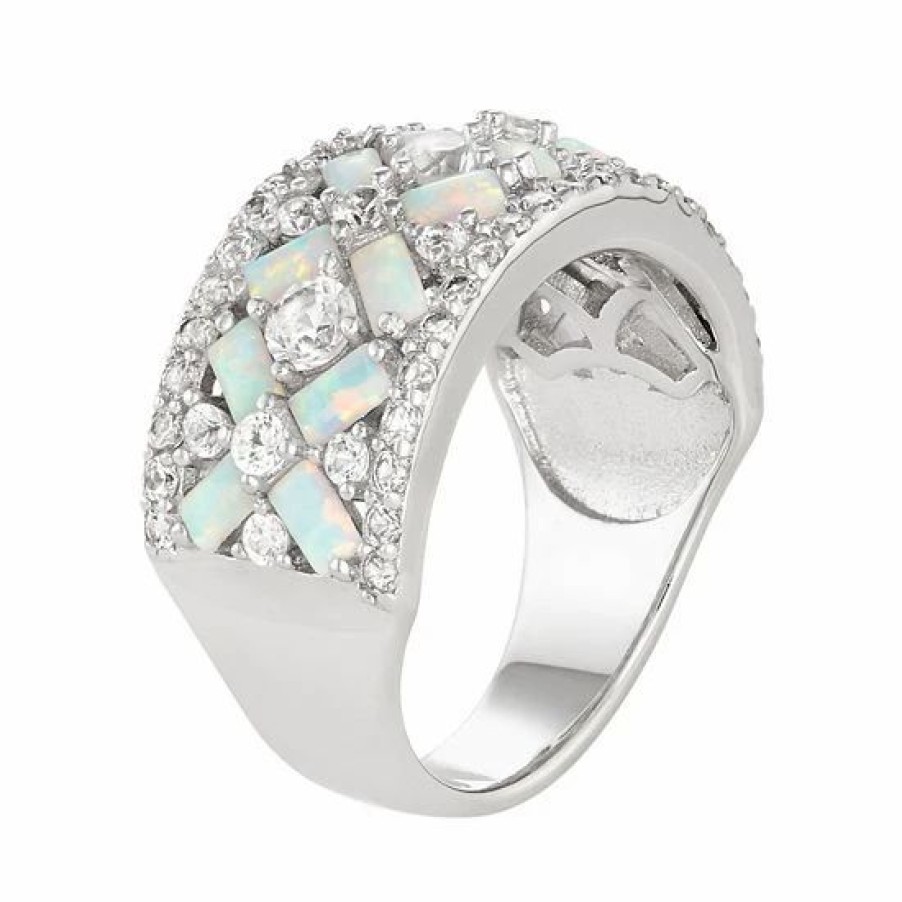 * Designs By Gioelli Sterling Silver Lab-Created Opal & White Sapphire X Ring | Jewelry