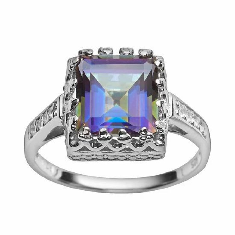 * Designs By Gioelli Sterling Silver Rainbow Blue Quartz And Lab-Created White Sapphire Crown Ring | Jewelry