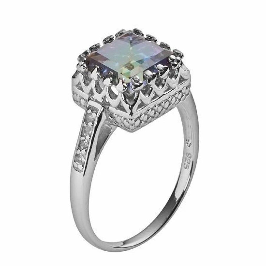 * Designs By Gioelli Sterling Silver Rainbow Blue Quartz And Lab-Created White Sapphire Crown Ring | Jewelry