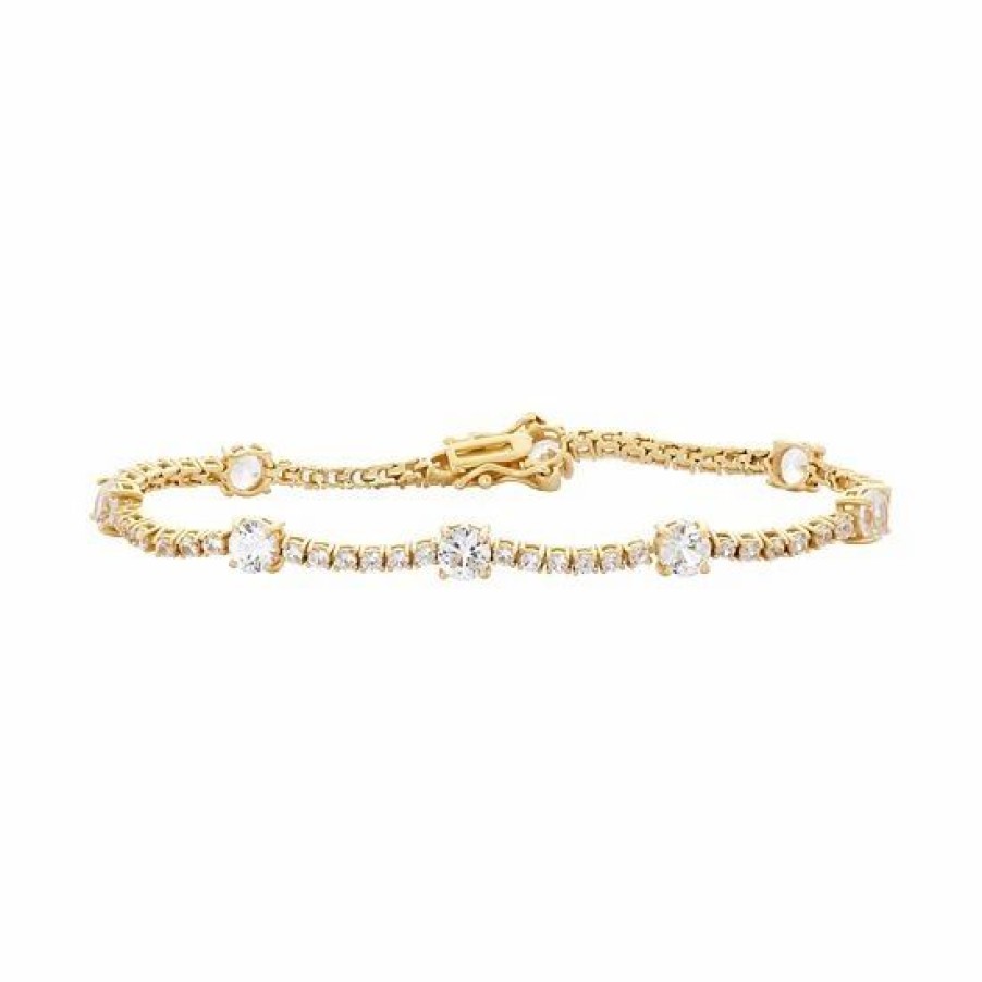 * Designs By Gioelli 14K Gold Over Silver Lab-Created White Sapphire Tennis Bracelet | Jewelry