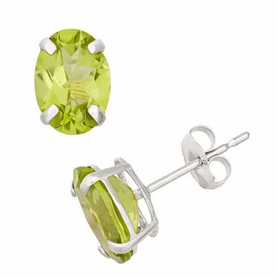 * Designs By Gioelli Peridot 10K White Gold Oval Stud Earrings | Jewelry