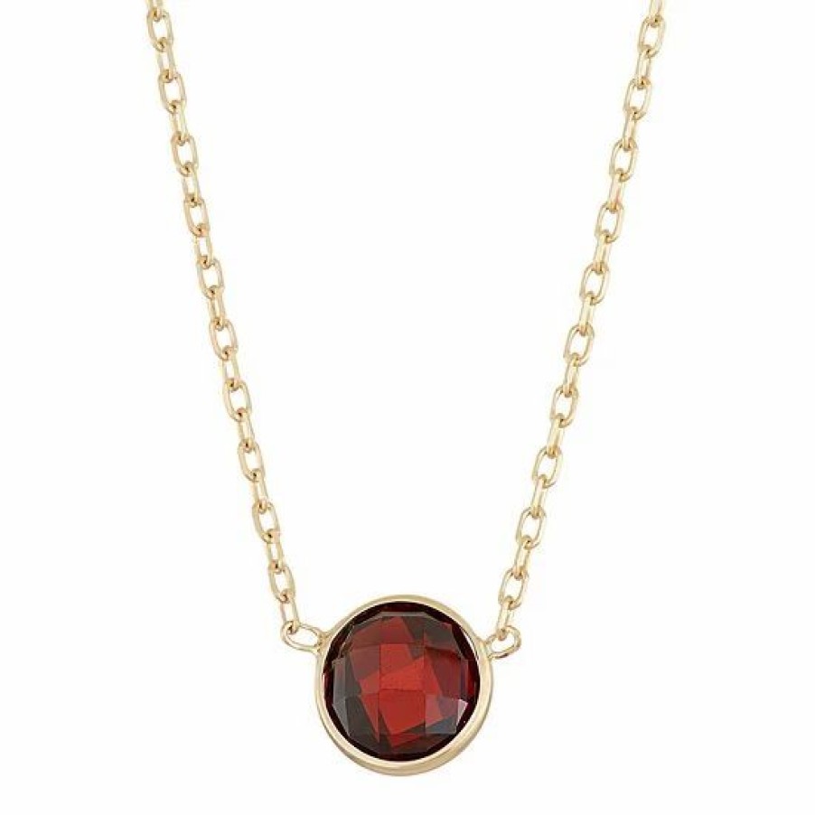 * Designs By Gioelli 10K Gold Garnet Circle Pendant Necklace | Jewelry