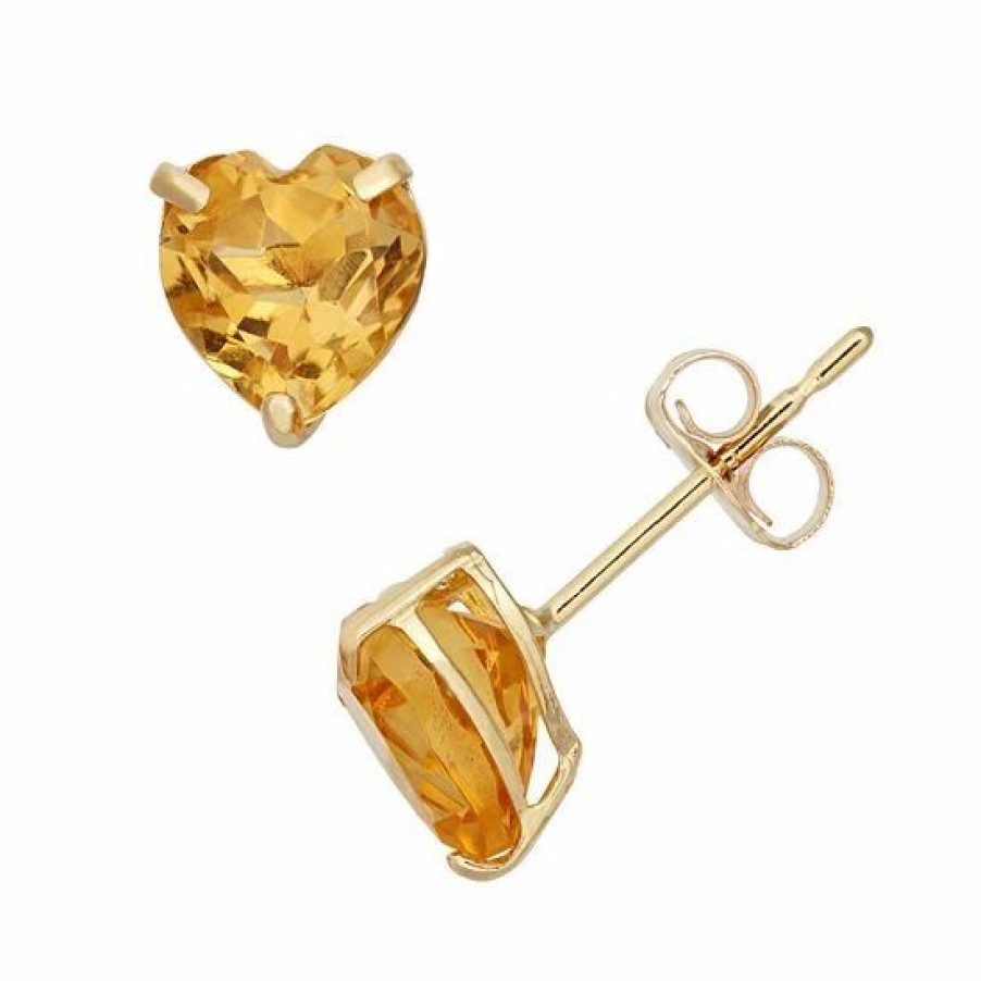 * Designs By Gioelli Citrine 10K Gold Heart Stud Earrings | Jewelry