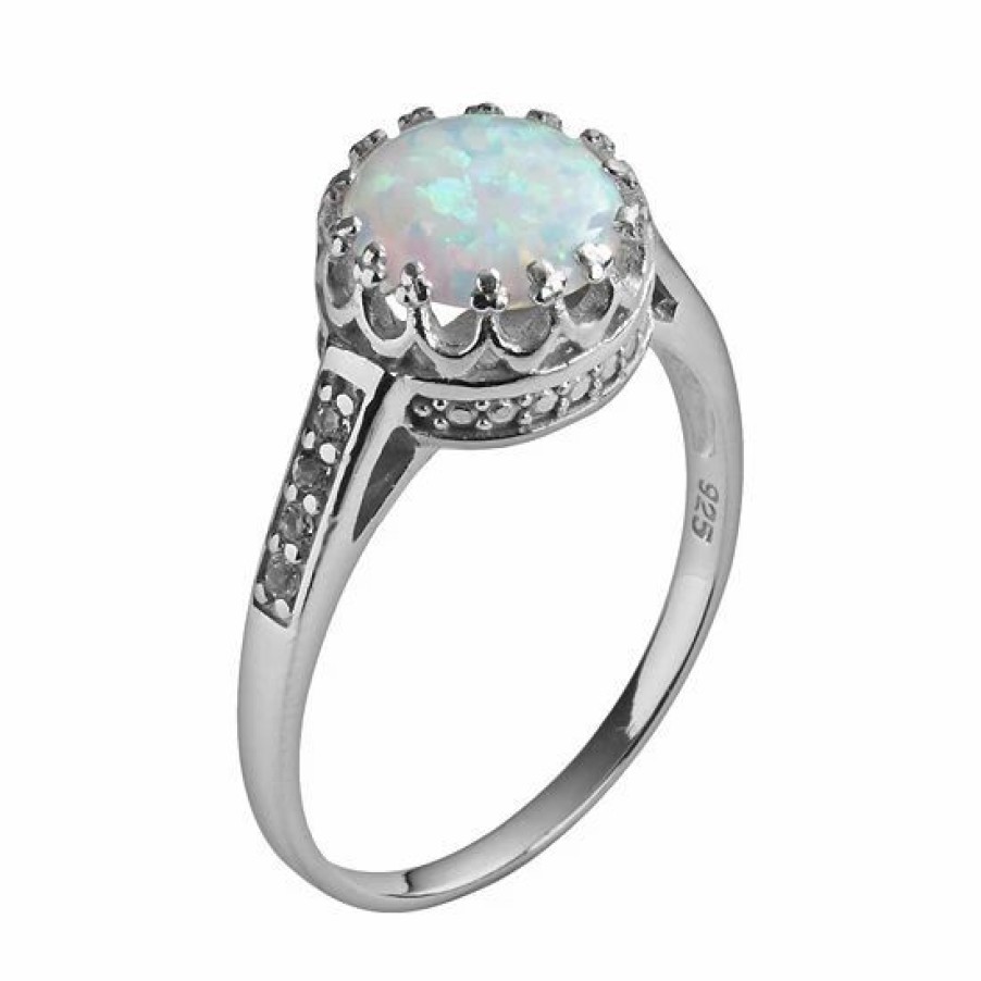 * Designs By Gioelli Sterling Silver Lab-Created Opal And Lab-Created White Sapphire Crown Ring | Jewelry