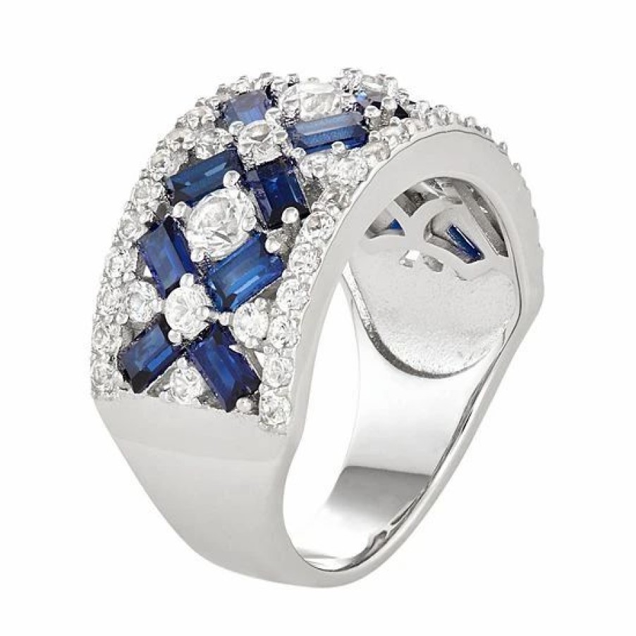 * Designs By Gioelli Sterling Silver Lab-Created Blue & White Sapphire X Ring | Jewelry