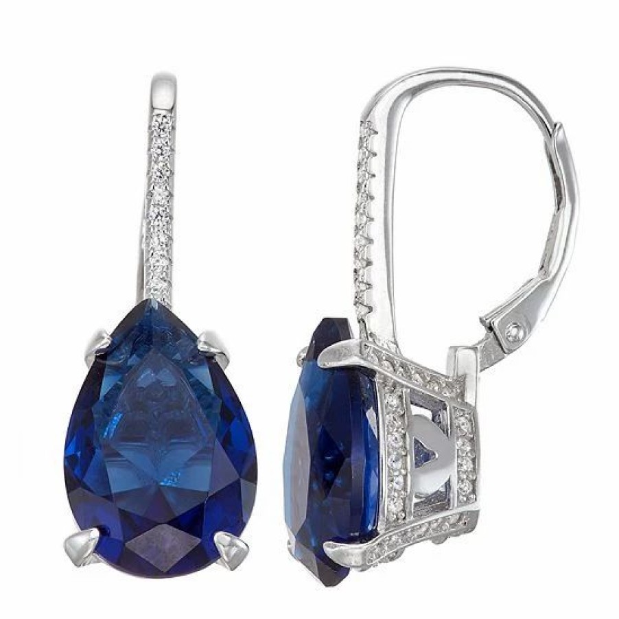 * Designs By Gioelli Sterling Silver Simulated Gemstone Teardrop Leverback Earrings | Jewelry