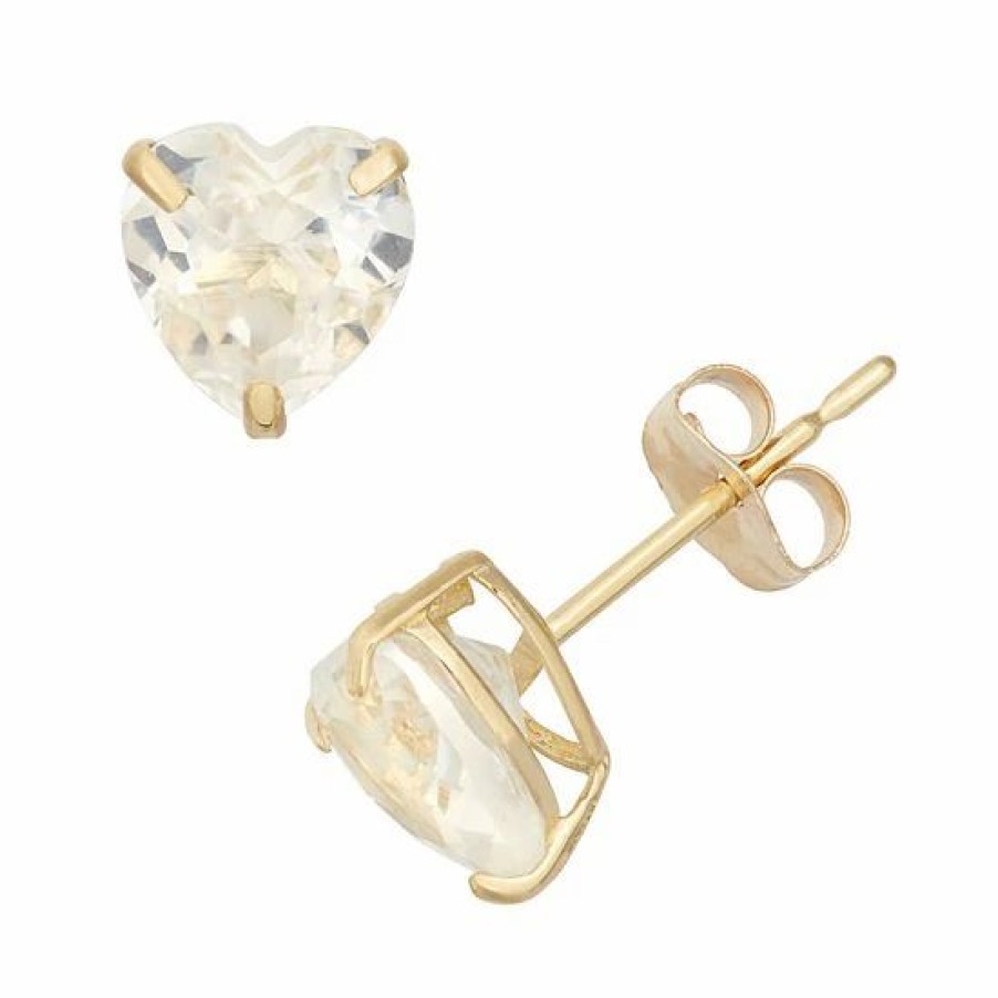 * Designs By Gioelli Lab-Created White Sapphire 10K Gold Heart Stud Earrings | Jewelry