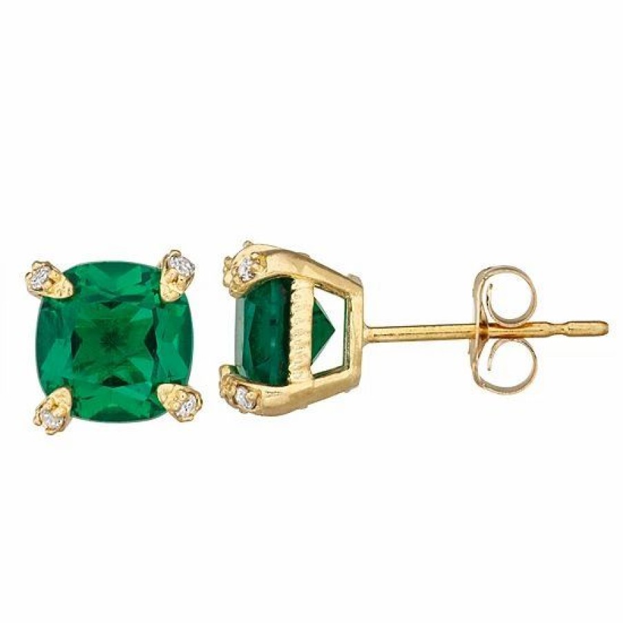 * Designs By Gioelli 10K Gold Gemstone Diamond Accent Stud Earrings | Jewelry