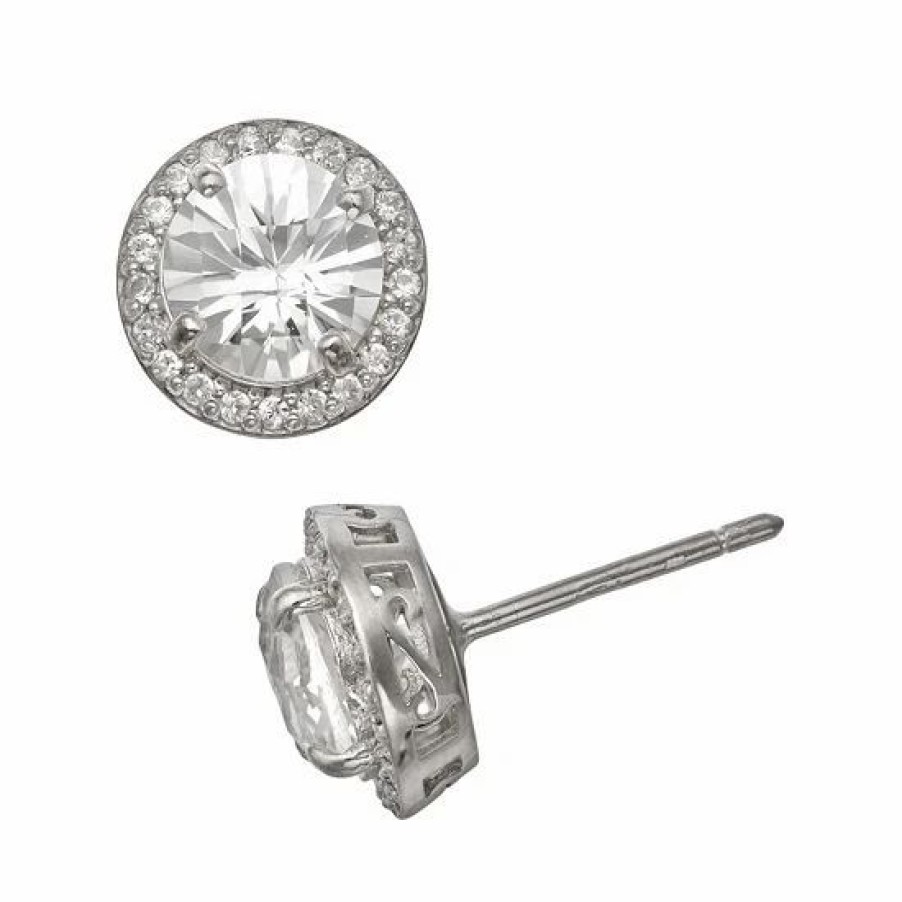 * Designs By Gioelli Sterling Silver Lab-Created White Sapphire Halo Stud Earrings | Jewelry