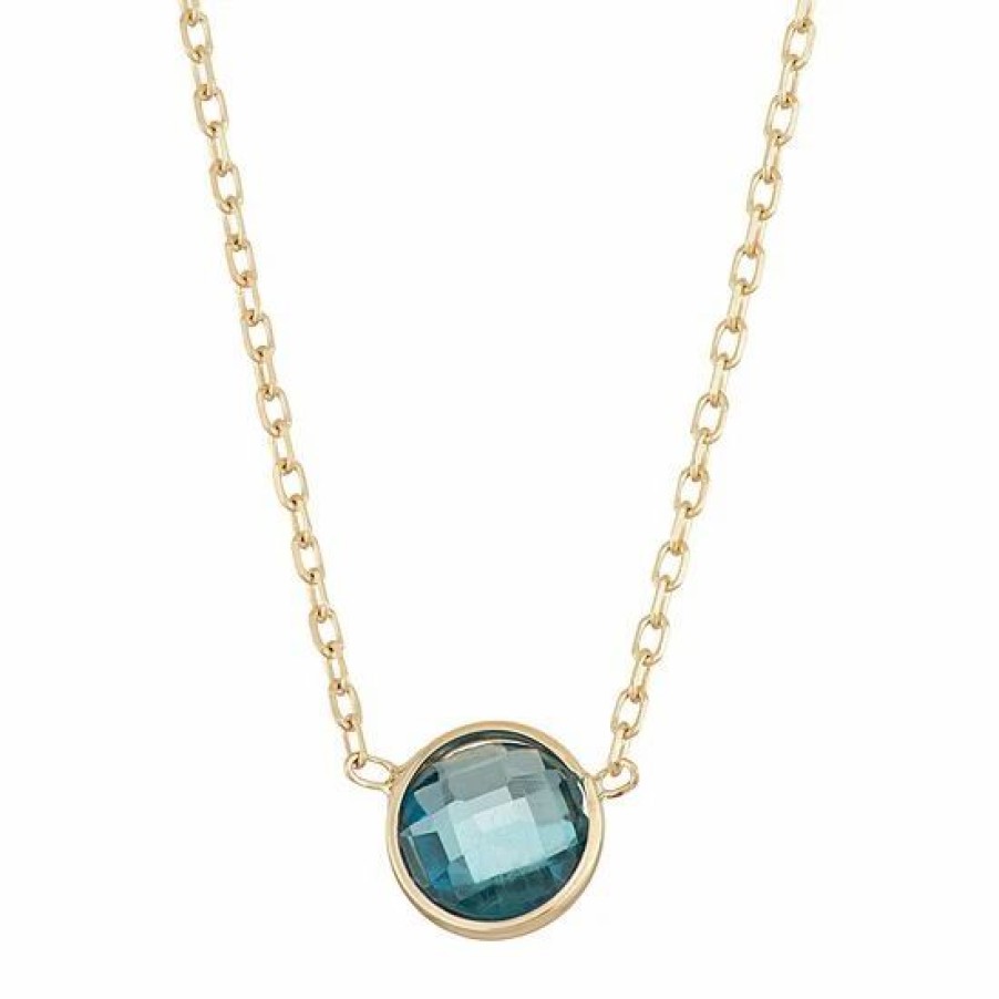 * Designs By Gioelli 10K Gold London Blue Topaz Circle Pendant Necklace | Jewelry