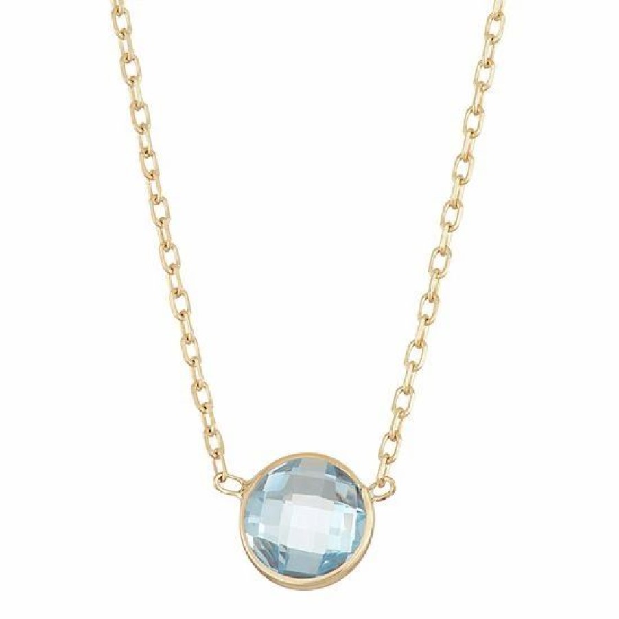 * Designs By Gioelli 10K Gold Lab-Created Aquamarine Circle Pendant Necklace | Jewelry