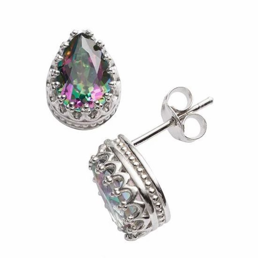 * Designs By Gioelli Sterling Silver Rainbow Quartz Crown Stud Earrings | Jewelry