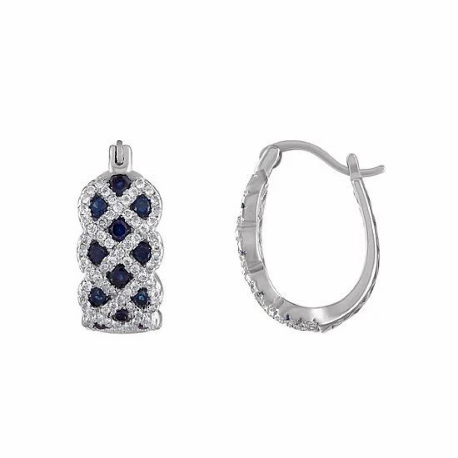 * Designs By Gioelli Sterling Silver Lab-Created Sapphire Hoop Earrings | Jewelry