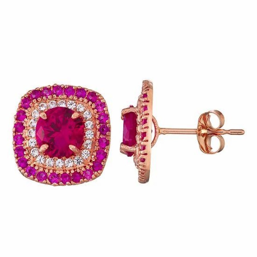 * Designs By Gioelli 10K Rose Gold Lab-Created Ruby Earrings | Jewelry