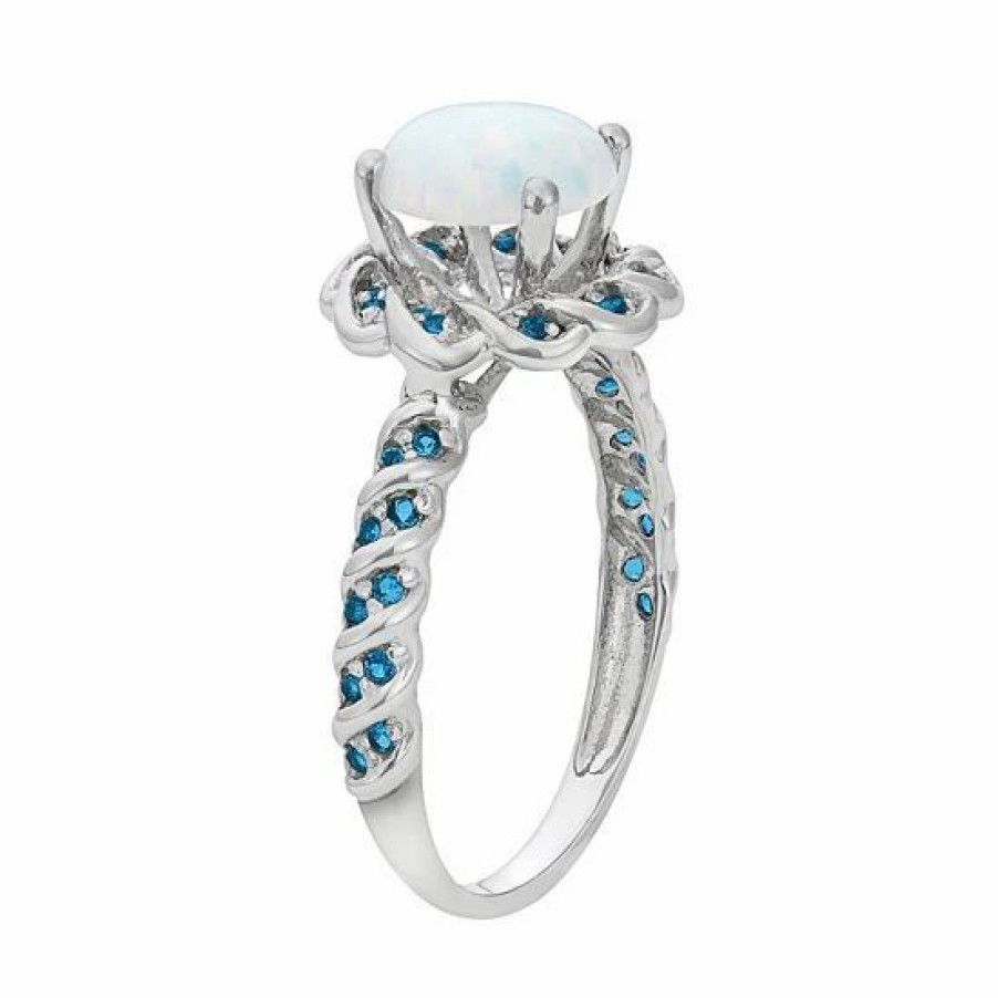 * Designs By Gioelli Lab-Created Opal And Blue Topaz Sterling Silver Flower Ring | Jewelry