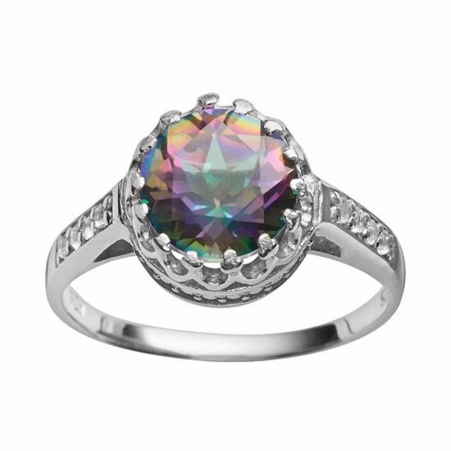 * Designs By Gioelli Sterling Silver Rainbow Quartz And Lab-Created White Sapphire Crown Ring | Jewelry