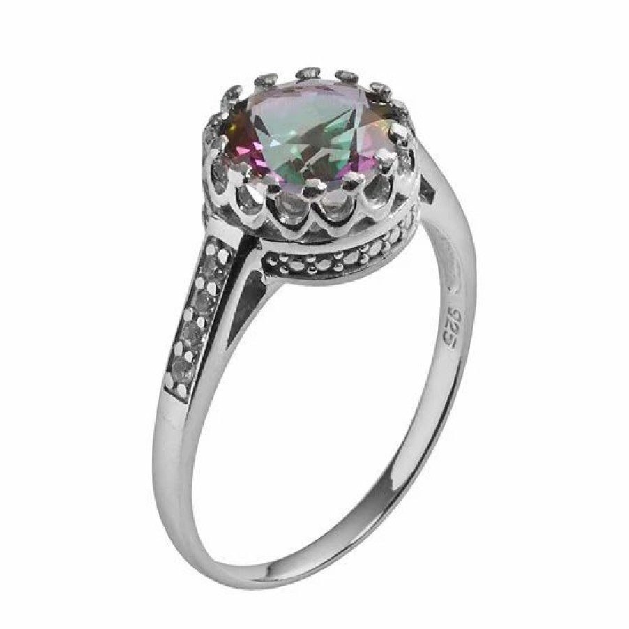 * Designs By Gioelli Sterling Silver Rainbow Quartz And Lab-Created White Sapphire Crown Ring | Jewelry