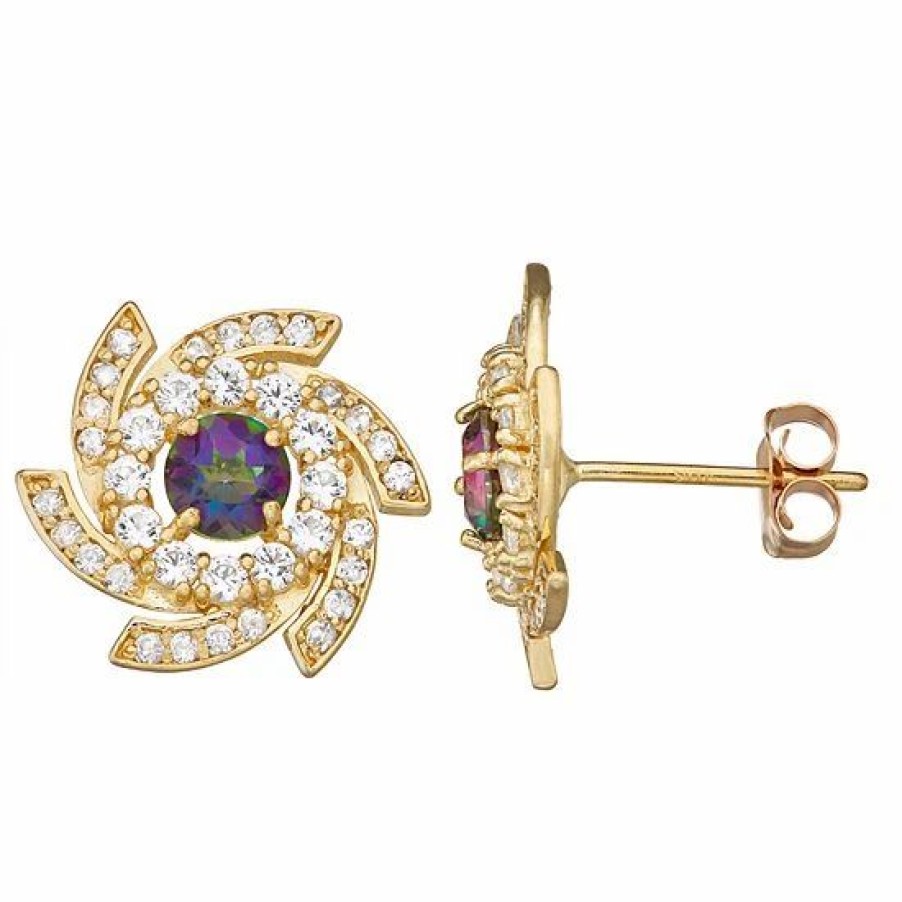 * Designs By Gioelli 10K Gold Gemstone Swirl Stud Earrings | Jewelry