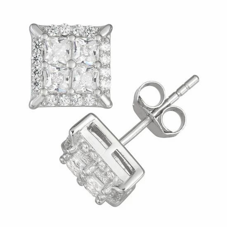 * Designs By Gioelli Men'S Sterling Silver Cubic Zirconia Square Stud Earrings | Jewelry