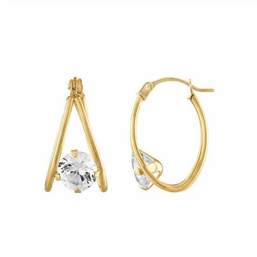 * Designs By Gioelli 14K Gold Gemstone Capture Hoop Earrings | Jewelry