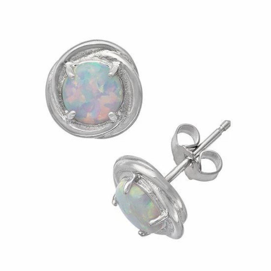 * Designs By Gioelli Sterling Silver Lab-Created Opal Swirl Stud Earrings | Jewelry