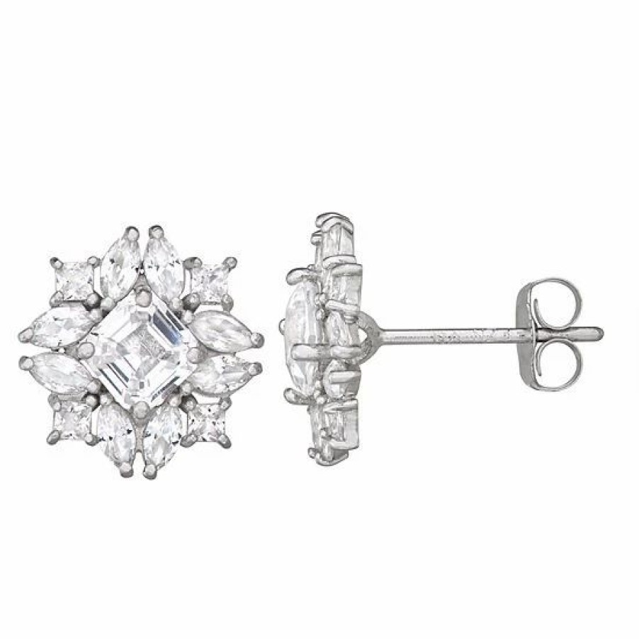 * Designs By Gioelli 10K White Gold Gemstone & Lab Stud Earrings | Jewelry