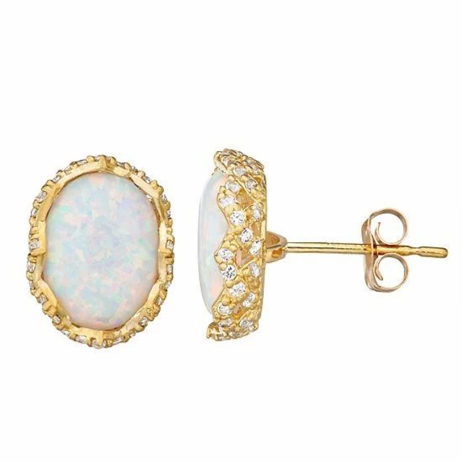 * Designs By Gioelli 10K Gold Gemstone Oval Stud Earrings | Jewelry