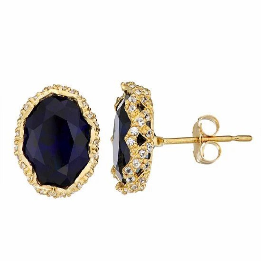 * Designs By Gioelli 10K Gold Gemstone Oval Stud Earrings | Jewelry