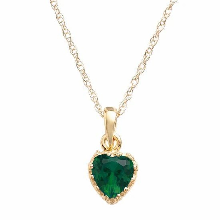 * Designs By Gioelli 14K Gold Over Silver Lab-Created Emerald Heart Crown Pendant | Jewelry