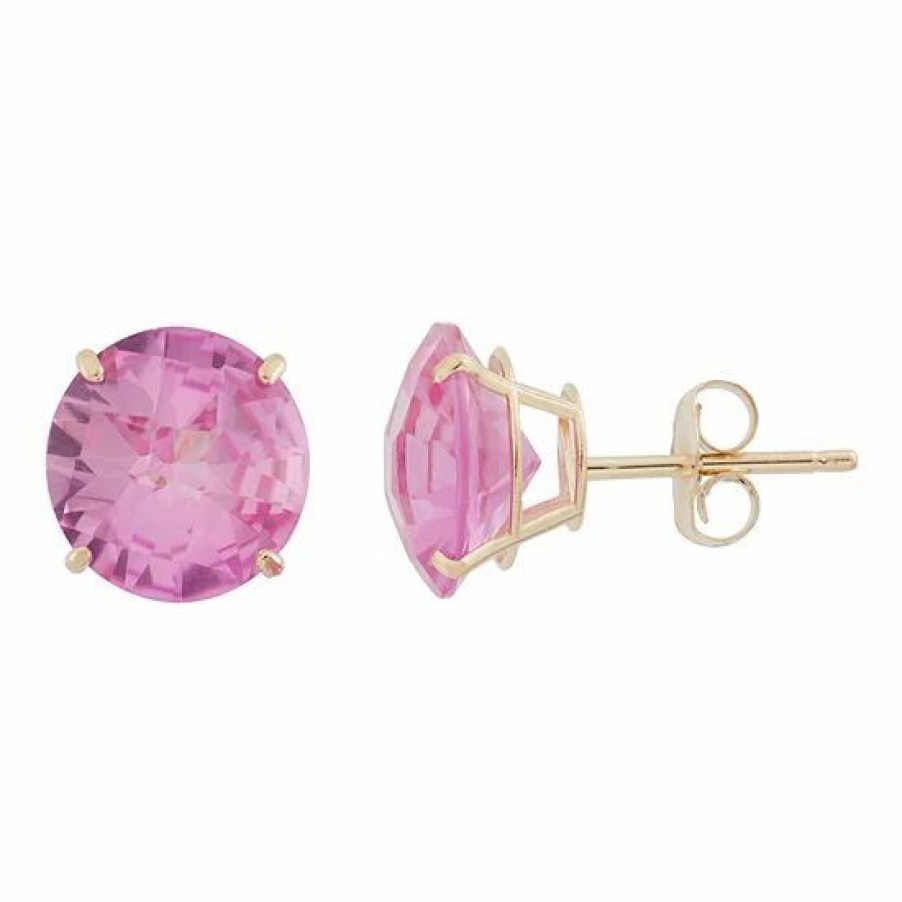 * Designs By Gioelli Lab-Created Pink Sapphire 10K Gold Stud Earrings | Jewelry