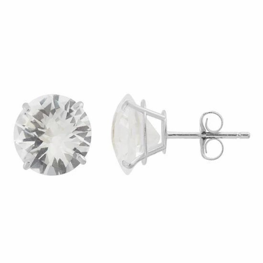 * Designs By Gioelli Lab-Created White Sapphire 10K White Gold Stud Earrings | Jewelry