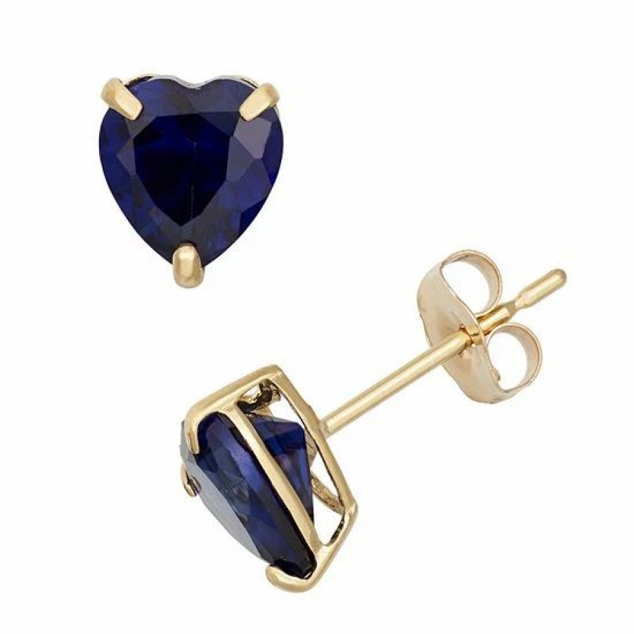 * Designs By Gioelli Lab-Created Sapphire 10K Gold Heart Stud Earrings | Jewelry