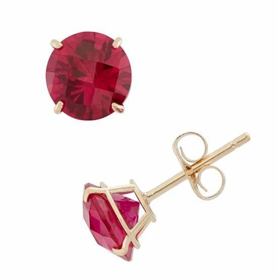 * Designs By Gioelli Lab-Created Ruby 10K Gold Stud Earrings | Jewelry