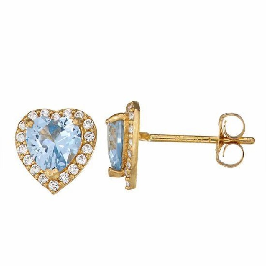 * Designs By Gioelli 10K Gold Gemstone Heart Halo Stud Earrings | Jewelry