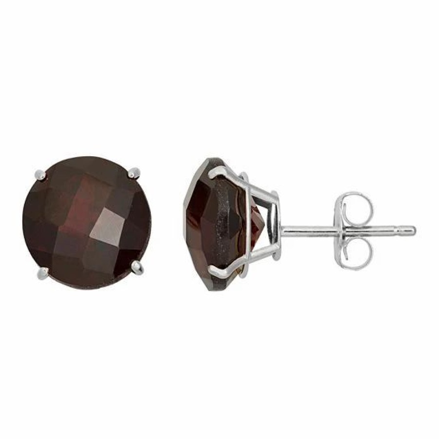 * Designs By Gioelli Garnet 10K White Gold Stud Earrings | Jewelry