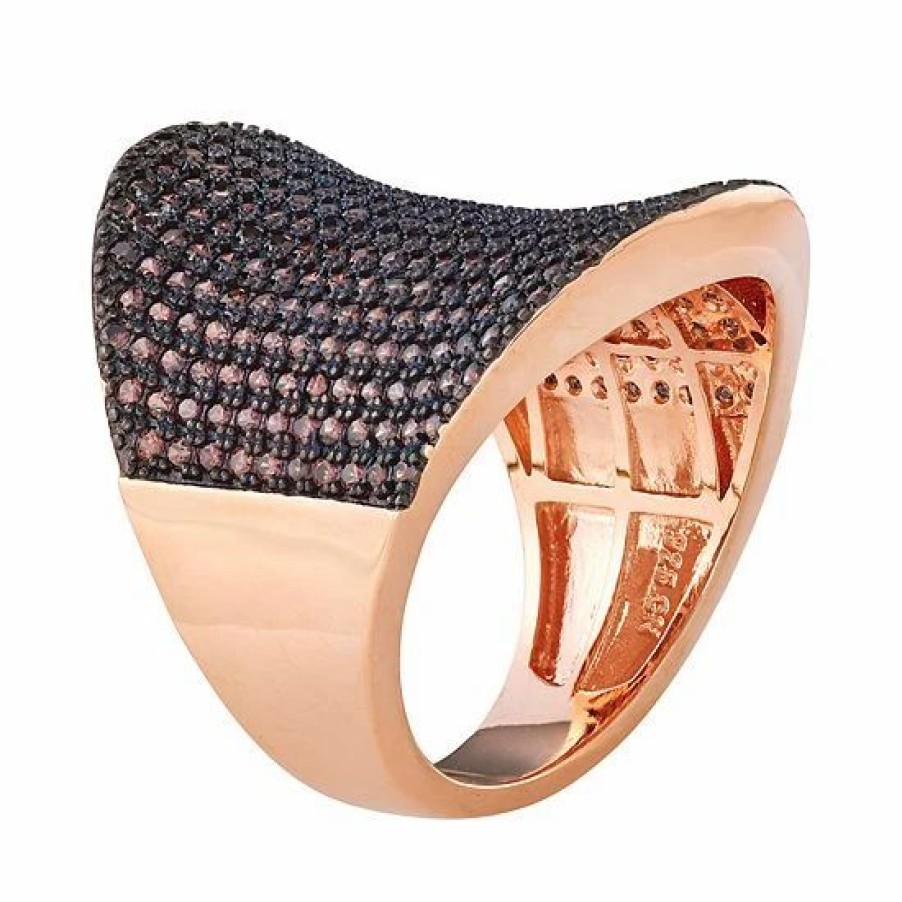 * Designs By Gioelli Sterling Silver Mocha Cubic Zirconia Concave Ring | Jewelry