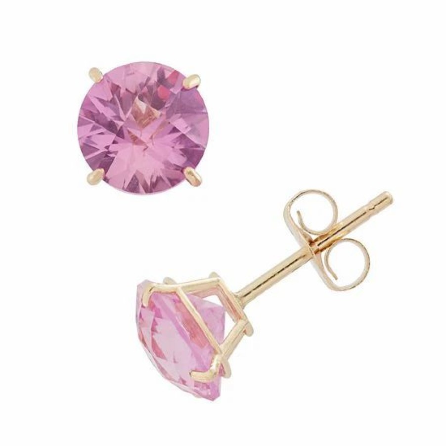 * Designs By Gioelli Lab-Created Pink Sapphire 10K Gold Stud Earrings | Jewelry