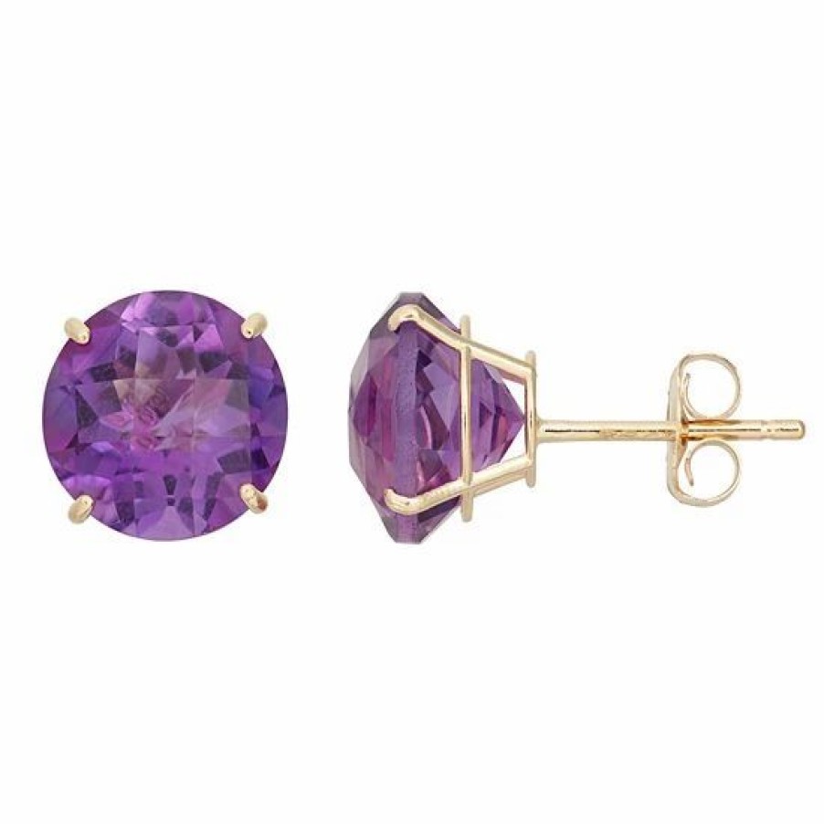 * Designs By Gioelli Amethyst 10K Gold Stud Earrings | Jewelry