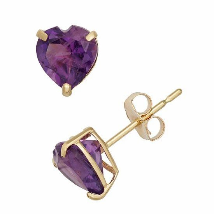 * Designs By Gioelli Amethyst 10K Gold Heart Stud Earrings | Jewelry