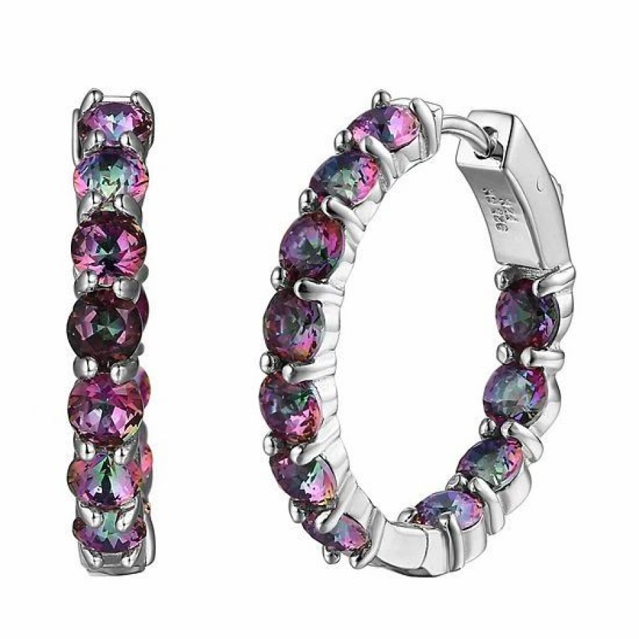 * Designs By Gioelli Sterling Silver Simulated Gemstone Hoop Earrings | Jewelry