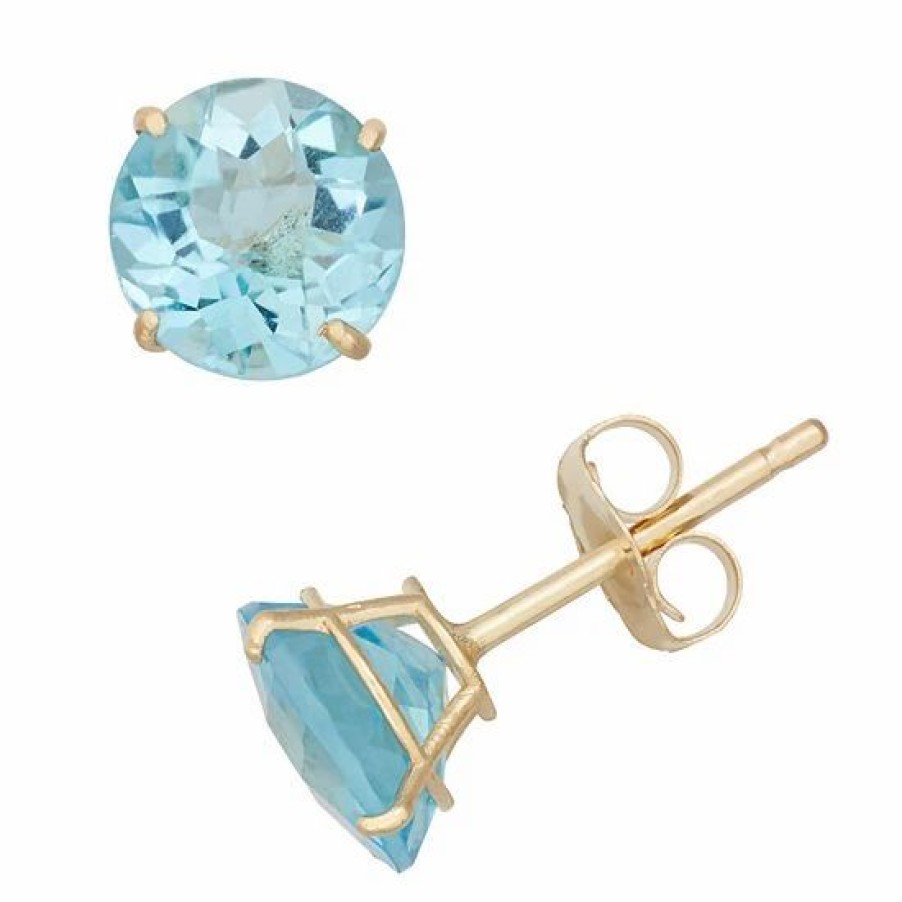 * Designs By Gioelli Swiss Blue Topaz 10K Gold Stud Earrings | Jewelry