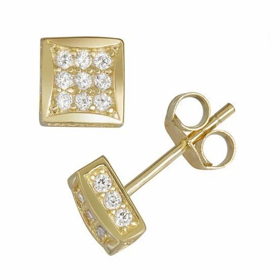 * Designs By Gioelli Men'S Gold Tone Sterling Silver Cubic Zirconia Stud Earrings | Jewelry