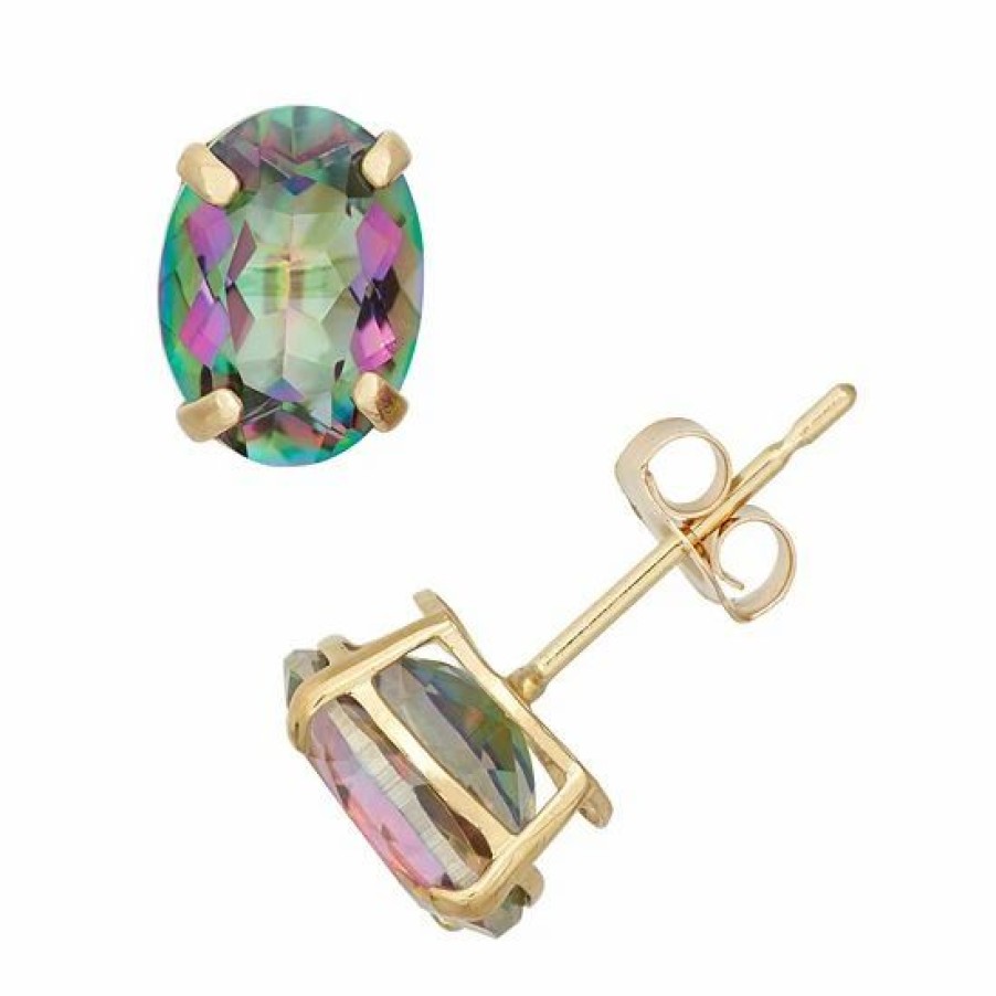 * Designs By Gioelli Mystic Topaz 10K Gold Oval Stud Earrings | Jewelry