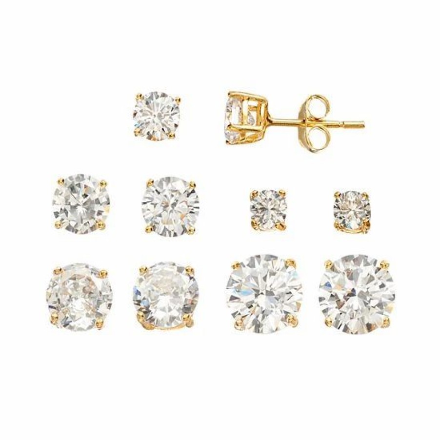 * Designs By Gioelli Cubic Zirconia 14K Gold Over Silver Stud Earring Set | Jewelry